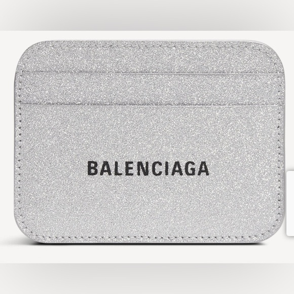 Balenciaga Accessories - BALENCIAGA Sparkling Silver Card Holder